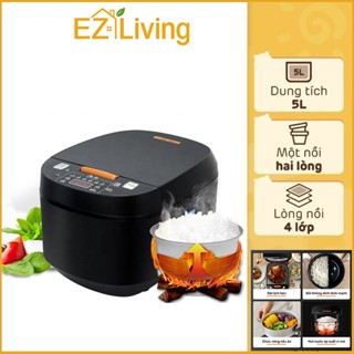 Nồi cơm điện tử đa năng mini 5L, điều khiển cảm ứng 10 chế độ nấu, hẹn giờ 24 tiếng - Lòng nồi chống dính