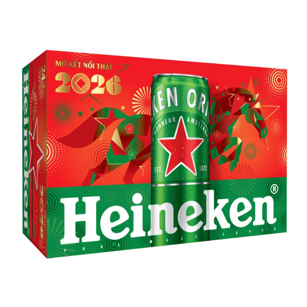 Thùng 24 lon bia Heineken 330ml - MẪU TẾT 2026