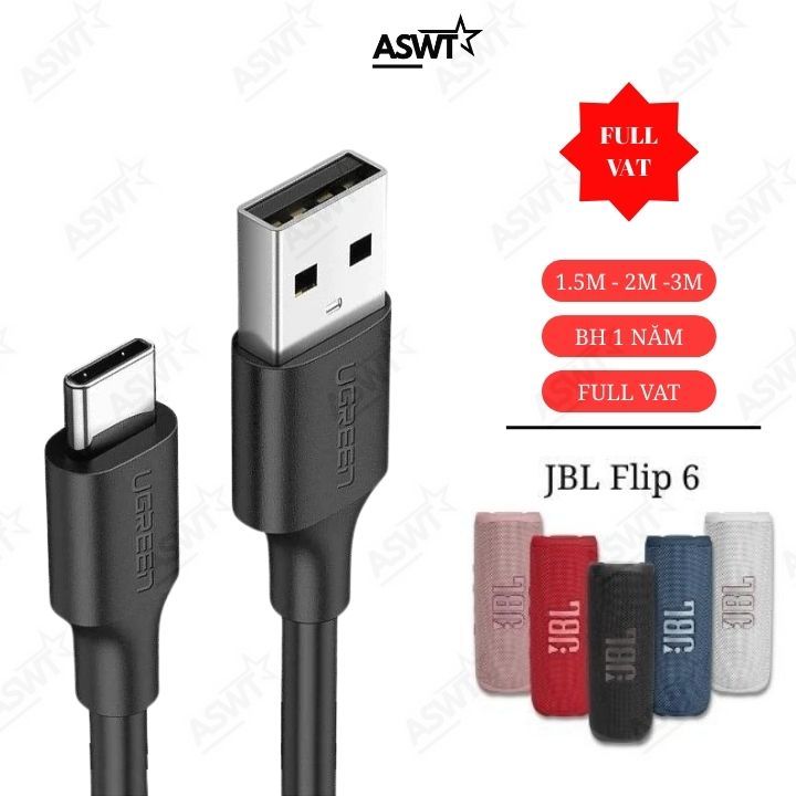 Dây sạc nguồn loa JBL Flip 6 xịn - bảo hành 1 năm, Cáp sạc loa bluetooth JBL FLIP 6 TypeC - Có VÁT -