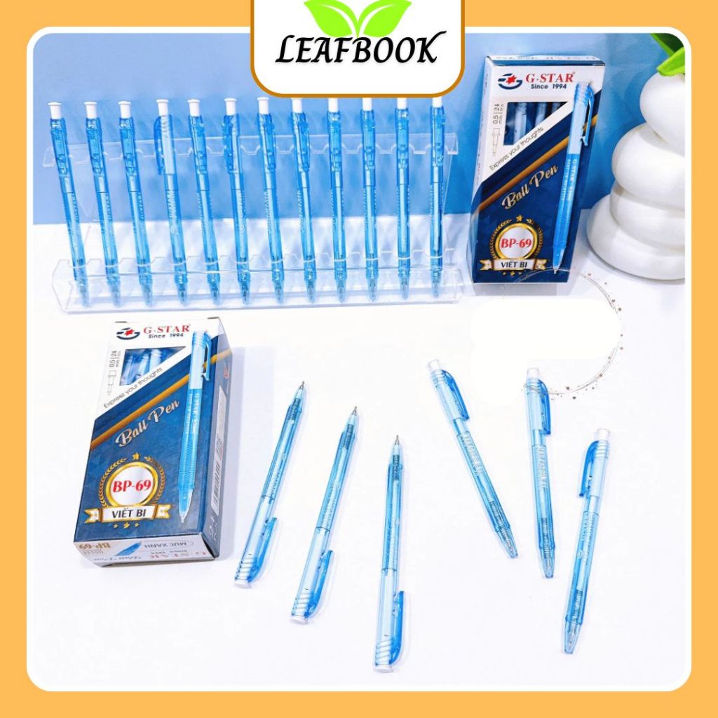 LEAFBOOK Bút Bi Bấm/ Viết Bi Bấm G-Star Gstar BP-69 Ngòi 0.5mm Mực Xanh Viết Êm Mực Đều