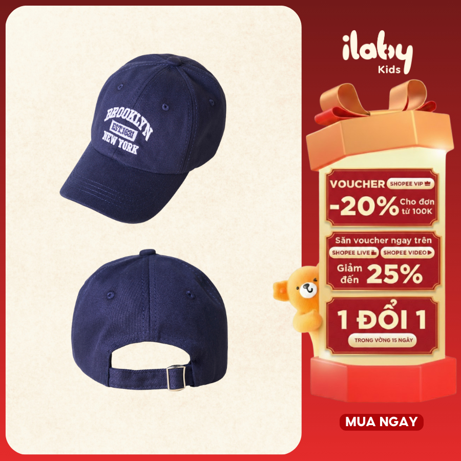 Mũ lưỡi trai cho bé ILABY mũ lưỡi chai Brooklyn phong cách thể thao [3598]