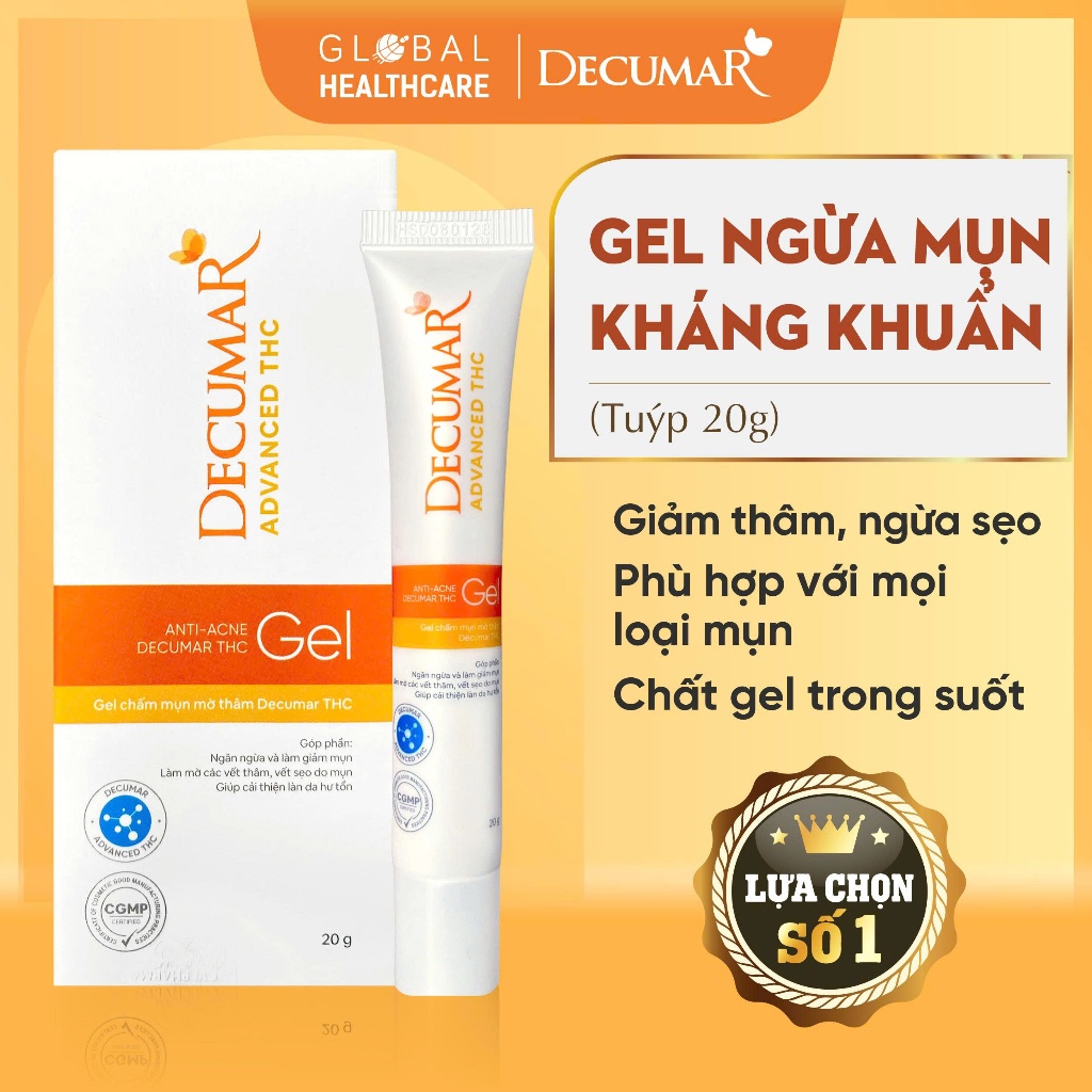 Decumar - Gel chấm mụn Nano Nghệ Trắng THC giúp làm sạch sáng da, thâm mụn (T/20gr)
