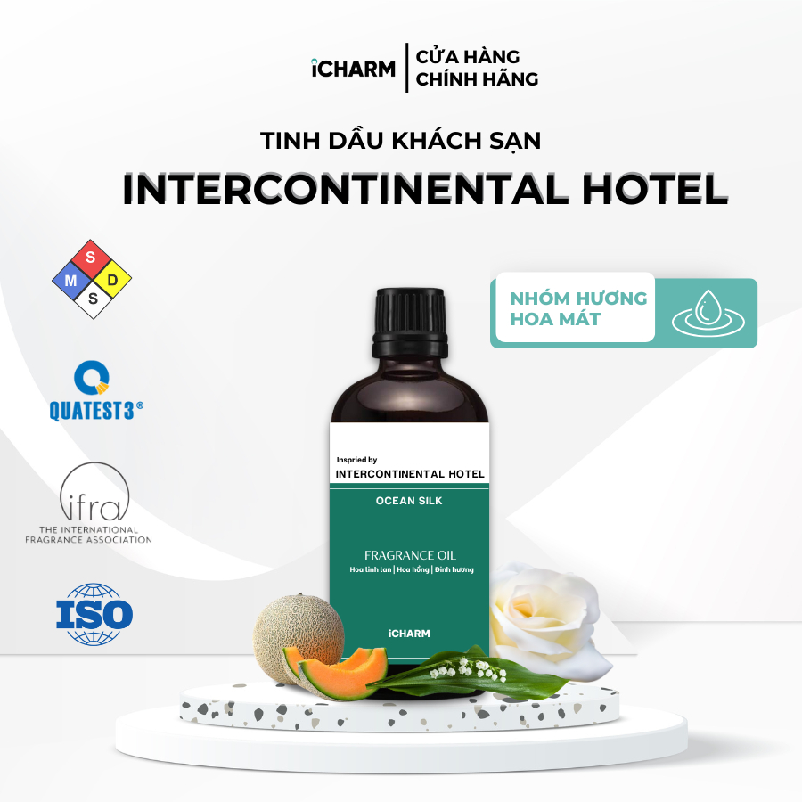 Tinh dầu xông phòng iCHARM hương khách sạn Intercontinental Hotel 50ml, 100ml - Mùi hương Ocean Silk