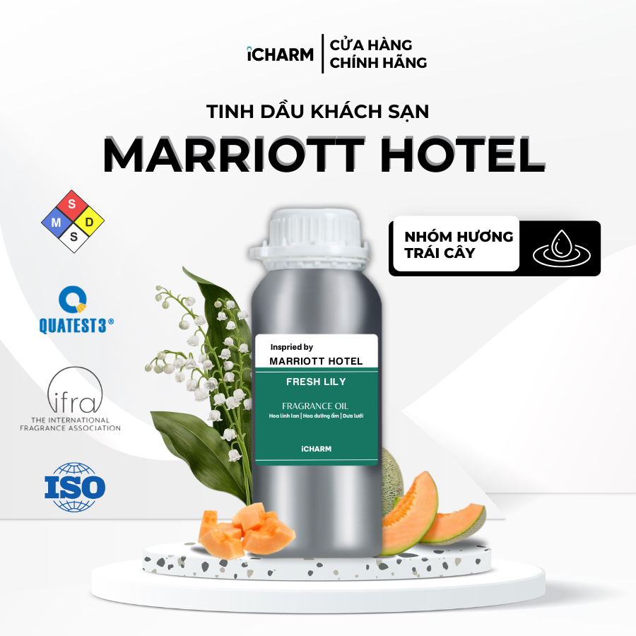 Tinh dầu xông phòng iCHARM hương khách sạn Marriott Hotel Hotel 500ml, 1 Lít - Mùi hương Fresh Lily