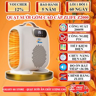 Quạt Sưởi Gốm Công Suất 2000W, Máy Sưởi Mini Có Đèn Hồng Ngoại An Toàn Cho Bé, Không Gây Khô Da