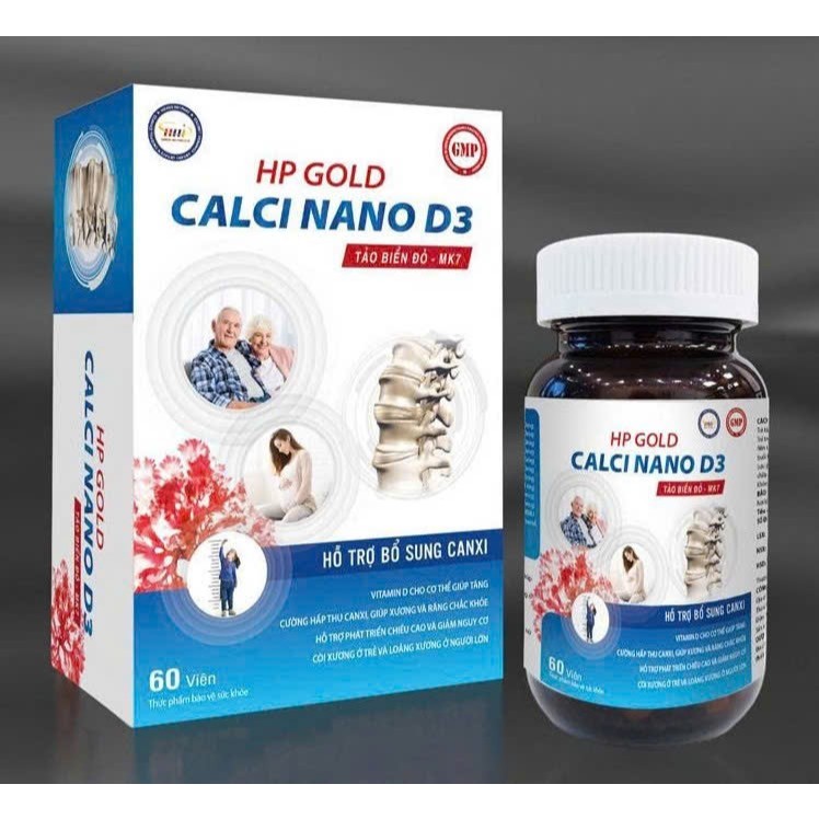 CALCI NANO D3 HP GOLD - HỘP 1 LỌ 60 VIÊN - Hỗ trợ bổ sung Canxi