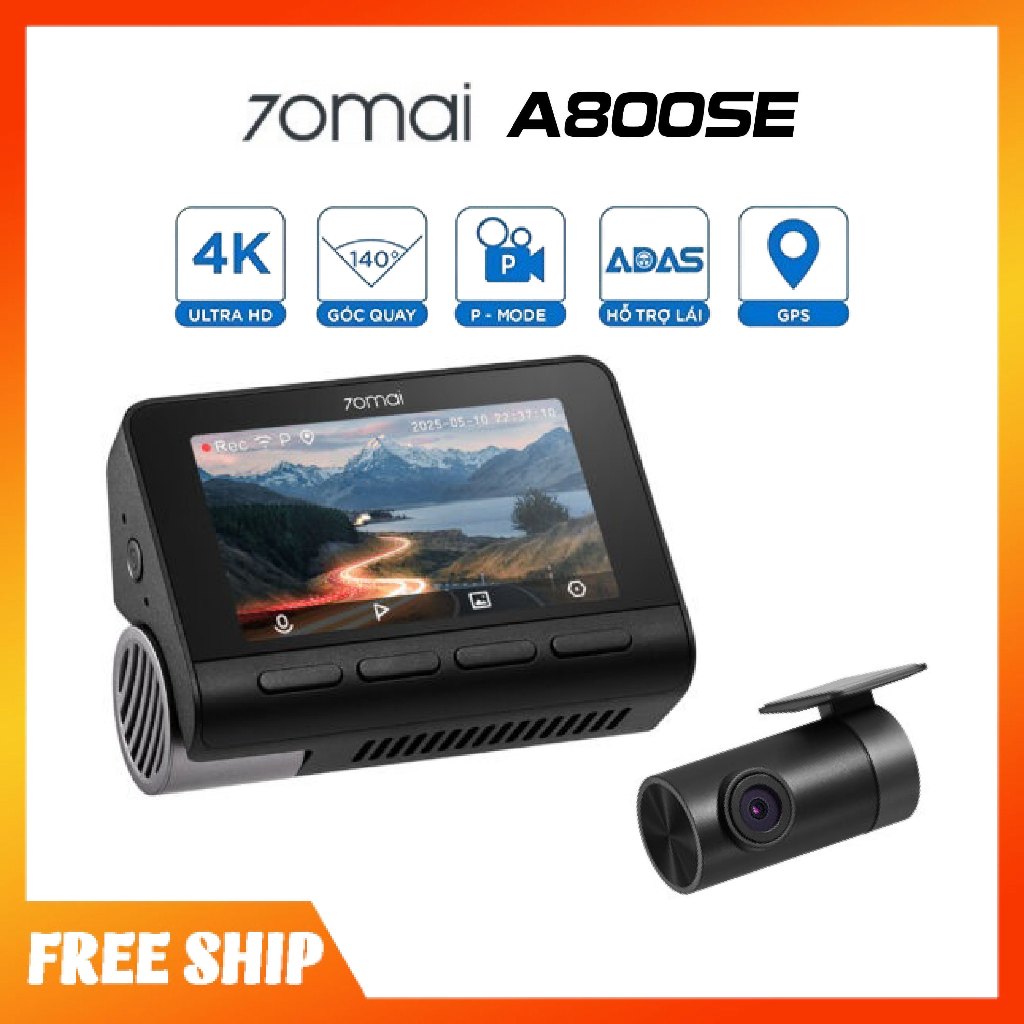 Camera hành trình 70mai A800SE 4K HDR, GPS, ADAS, khẩu độ lớn F1.55 nhìn đêm siêu việt, ghi hình khẩ