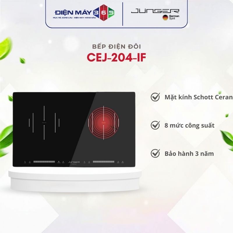 Bếp từ hồng ngoại Junger CEJ-204-IF / Tặng Bộ nồi inox 5 chi tiết Junger CWJ-050