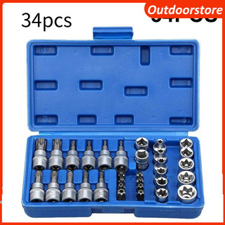 bộ khẩu tuýp E và đầu lục giác hoa thị 34 chi tiết