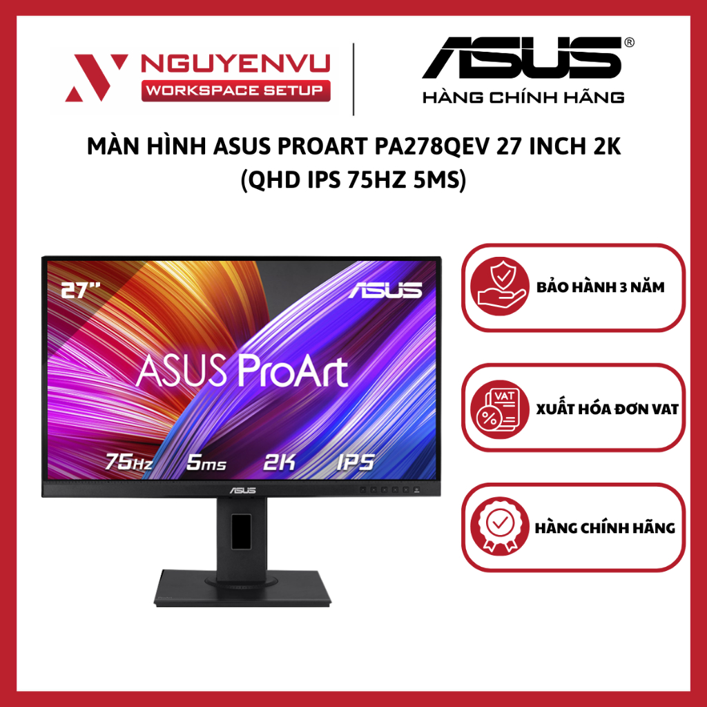 Màn Hình Đồ Họa Asus ProArt PA278QEV 27 inch 2K (QHD IPS 75Hz 5ms) - Hàng Chính Hãng