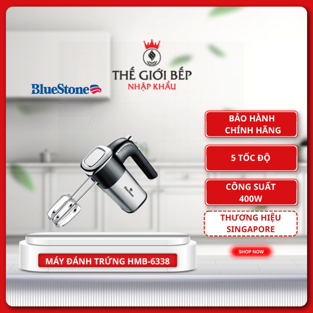 Máy Đánh Trứng BLUESTONE HMB-6338 - Cầm Tay Tiện Lợi, Đánh Kem, Trộn Bột, Làm Bánh Dễ Dàng
