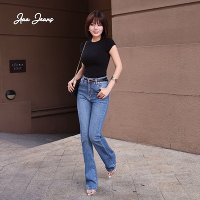 Aaa Jeans - Quần Bò Ống Loe Nữ Lưng Cao Màu Medium Blue Tôn Dáng