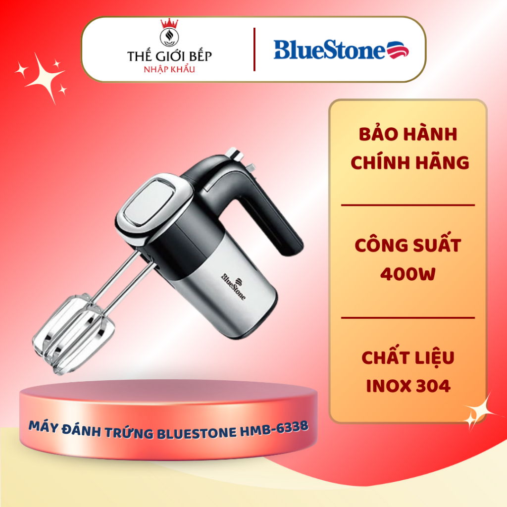 Máy Đánh Trứng BLUESTONE HMB-6338 - Cầm Tay Tiện Lợi, Đánh Kem, Trộn Bột, Làm Bánh Dễ Dàng