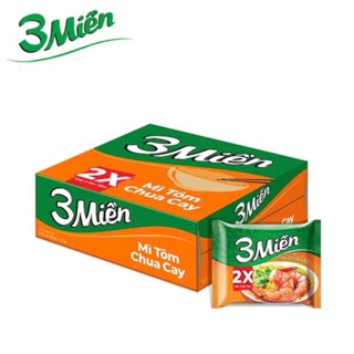 Thùng 30 Gói Mì 3 Miền Tôm Chua Cay 2X 65g - UN1T