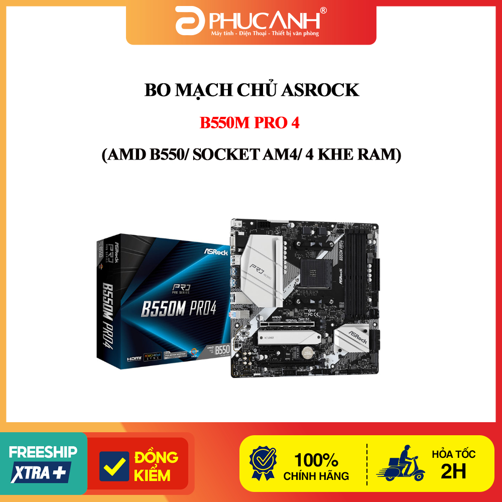 Bo mạch chủ Asrock B550M Pro 4 (AMD B550/ Socket AM4/ 4 khe ram)