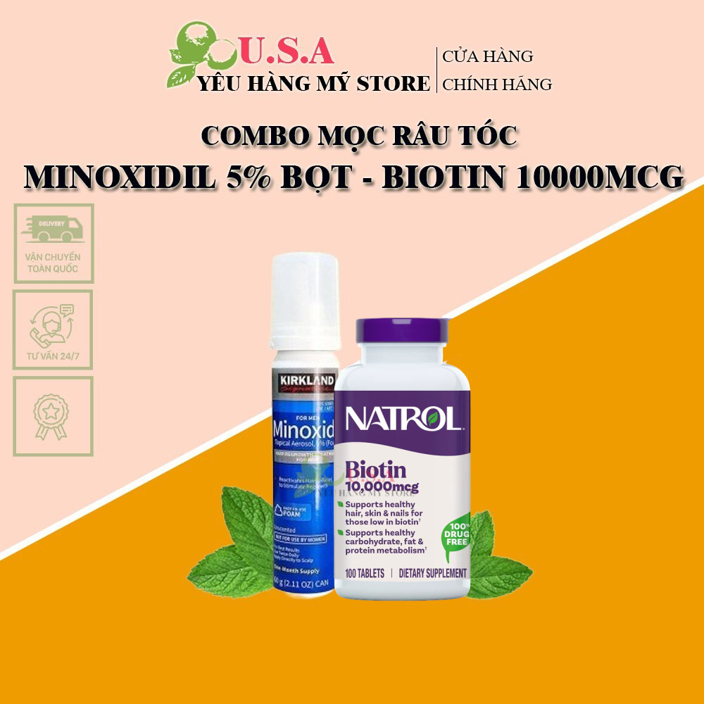 Combo Mọc Râu Tóc Dạng Bọt KIRK-LAND - Biotin