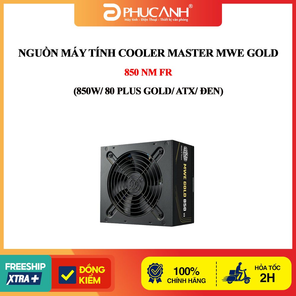 Nguồn máy tính Cooler Master MWE Gold 850 NM FR (850W/ 80 Plus Gold/ ATX/ Đen)
