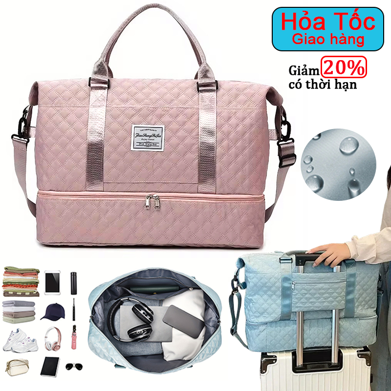 Túi Xách Du Lịch Cỡ Lớn 2 Tầng Túi Du Lịch Đa Năng Nam Nữ Đựng QuầnÁo Mỹ Phẩm chống nước và chống mài mòn FREESHIP.s1340