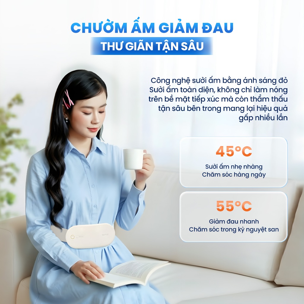 [Tặng Túi+Thiệp] Máy Chườm Bụng Kinh BUMAS BU01 - Đai Chườm Nóng Giảm Đau Bụng Kinh Quà Tặng Bạn Gái | BigBuy360 - bigbuy360.vn