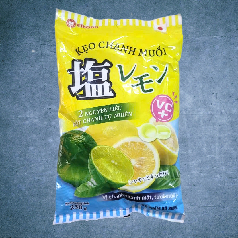 EIKODO << túi VÀNG LỚN 230gr >> KẸO CHANH MUỐI (bột chanh tự nhiên) Salted Lemon Candy