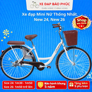 Xe đạp mini nữ Thống Nhất New 24inch /26 inch LD (Tặng đènphảnquang+đệm+khoá+chuông+ lục) dễ sử dụng