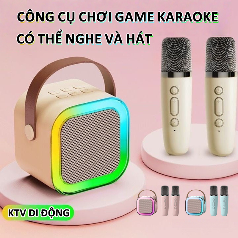 Loa Bluetooth Karaoke Mini K12 Kèm 2 Micro Không Dây 10W, Âm Thanh Hay, Hát Karaoke Tại Nhà