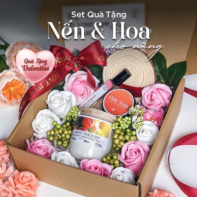 [HỎA TỐC] Set Quà Tặng Hoa Bạn Gái, Bạn Nữ 8/3 Nến Thơm và Hoa Hồng Sáp Cho Nữ Tặng Ngày HENY GARDEN