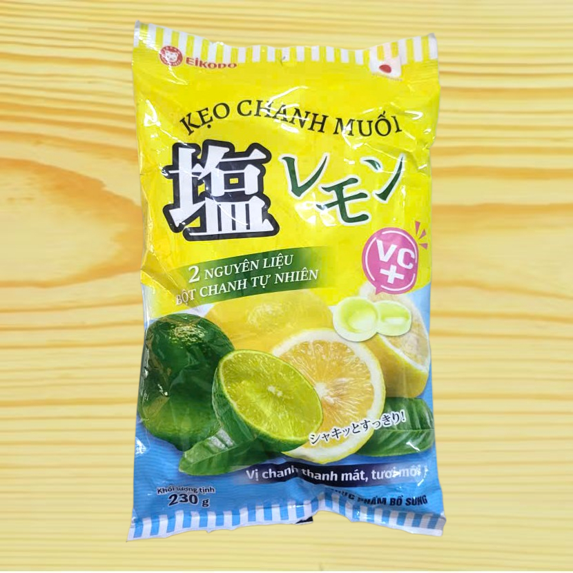 EIKODO [túi VÀNG LỚN 230gr] KẸO CHANH MUỐI (bột chanh tự nhiên) Salted Lemon Candy
