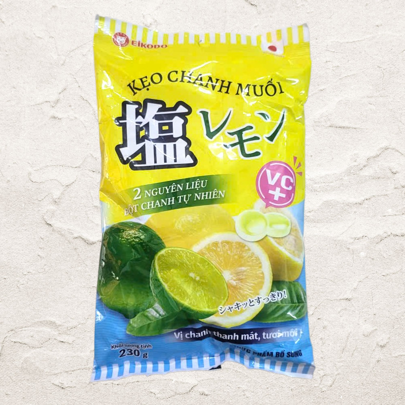 EIKODO < túi VÀNG LỚN 230gr > KẸO CHANH MUỐI (bột chanh tự nhiên) Salted Lemon Candy