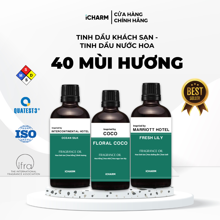 Tinh dầu thơm phòng iCHARM 50ml, 100ml hương nước hoa, khách sạn tạo mùi thơm, khử mùi hôi