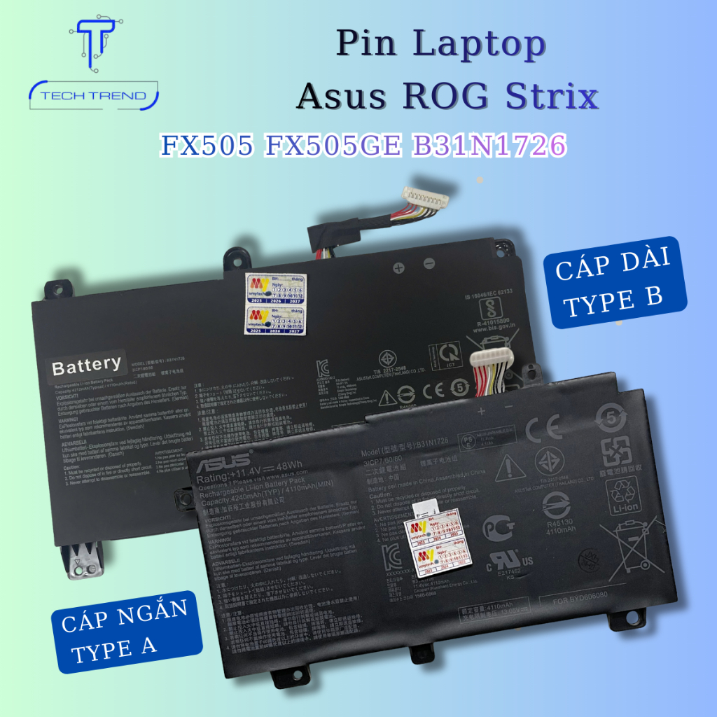 Pin laptop Asus ROG Strix FX505 FX505GE B31N1726 - bảo hành 1 đổi 1 trên toàn quốc