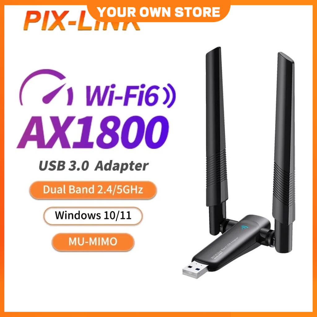 🔥FREESHIP🔥USB thu sóng wifi  1800mbps 2 râu nâng WiFi lên 5G cho máy tính pc laptop tần số 2.4G 5G
