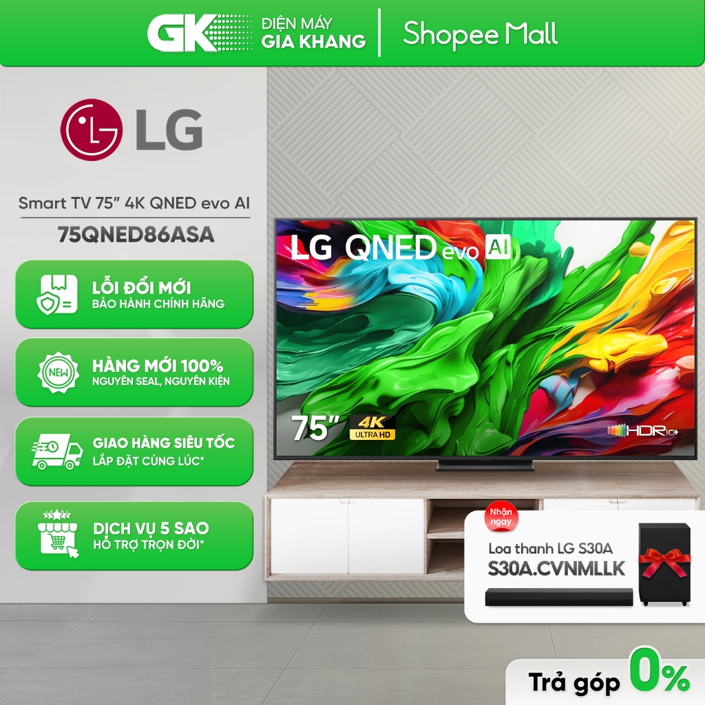 75QNED86ASA - Smart Tivi LG QNED Evo AI Mini LED 4K 75 Inch 75QNED86ASA [Freeship HCM]