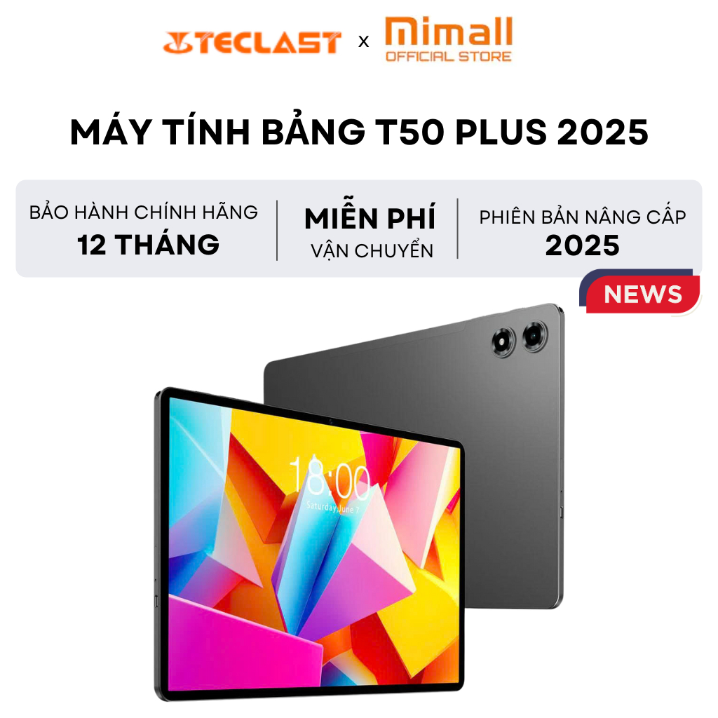 [Live KOL] Máy Tính Bảng TECLAST T50 PLUS 2025 20GB(8+12)/256GB| 16GB(8+10)/256GB | Hàng chính hãng 