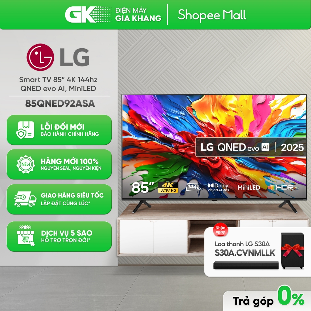 85QNED92ASA - Smart Tivi LG QNED Evo AI Mini LED 4K 85 Inch 85QNED92ASA