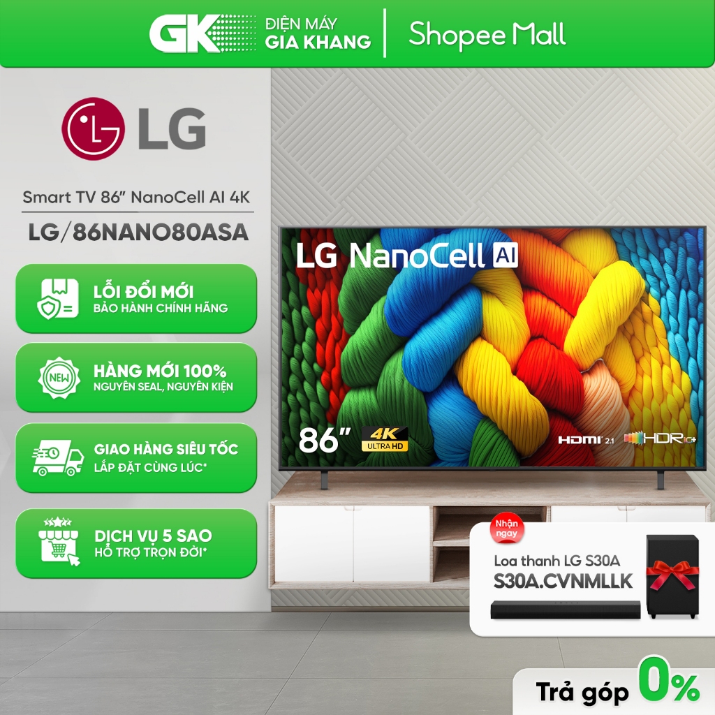 75NANO80ASA 75 Inch | 86NANO80ASA 86 Inch Smart Tivi NanoCell LG AI 4K [Freeship HCM]