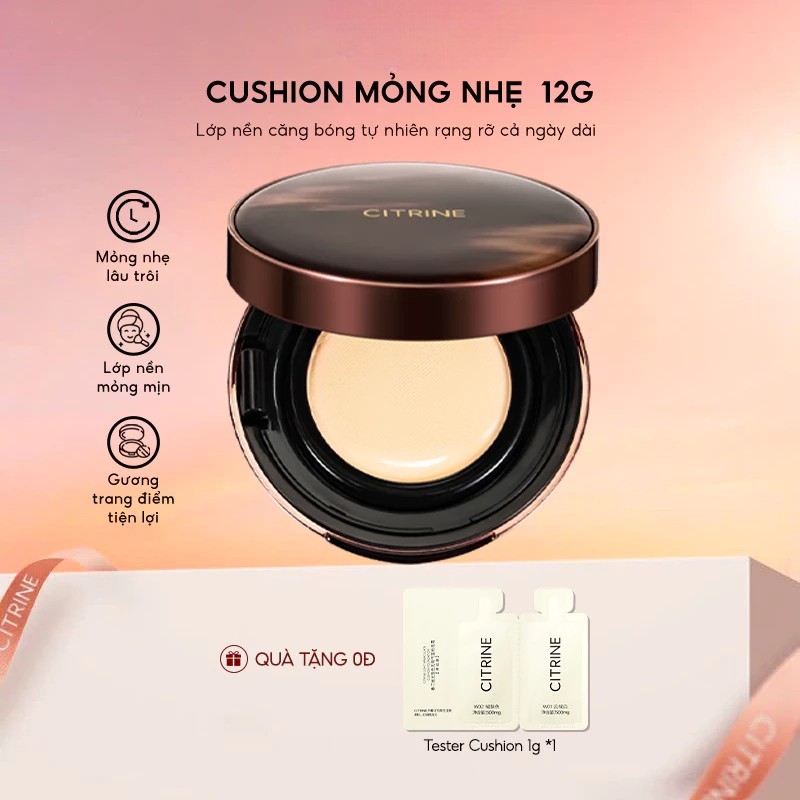 [Top Value] CITRINE Cushion [12g] - Mỏng Nhẹ, Tự Nhiên, Tệp Vào Da, Che Phủ Tốt