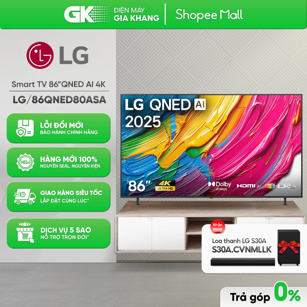 86QNED80ASA - Smart Tivi LG QNED AI 4K 86 Inch 86QNED80ASA [Freeship HCM]