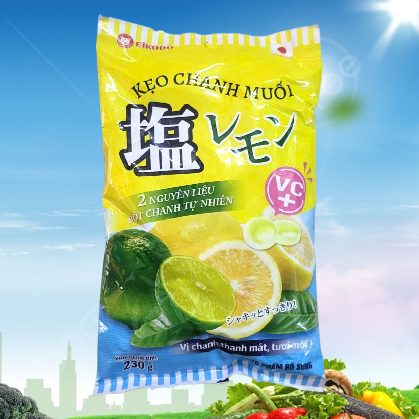 EIKODO ++ túi VÀNG LỚN 230gr ++ KẸO CHANH MUỐI (bột chanh tự nhiên) Salted Lemon Candy
