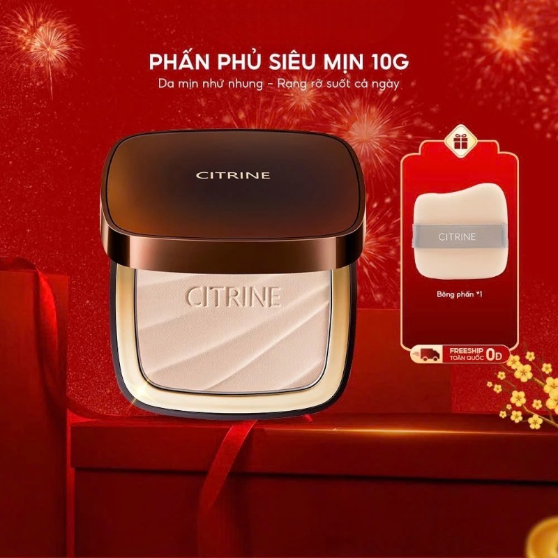 [Top Value] Phấn Phủ Nén Mắt Mèo - CITRINE - 10G Kiềm Dầu, Mịn Lì, Chống Nước, Sang Trọng, Lành Tính