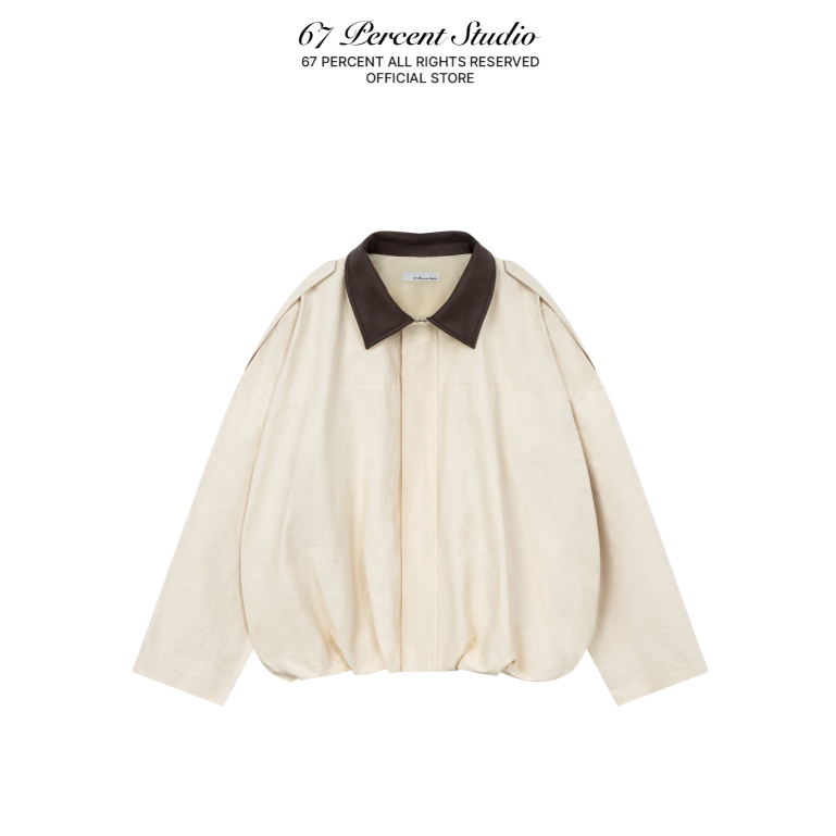 Áo Khoác Phối Cổ Da Dáng Phồng Phong Cách 67PERCENT/67% - COCOON LIGHT BOMBER