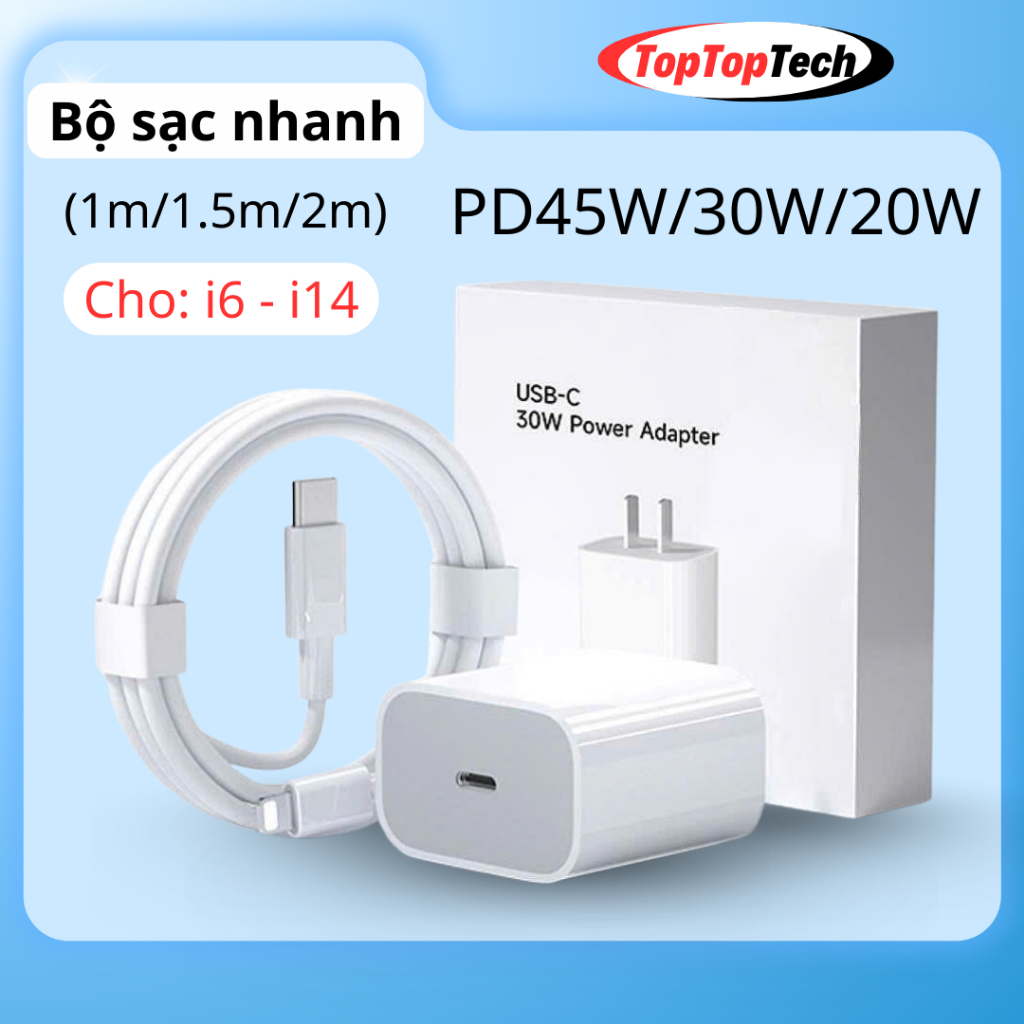 Bộ Sạc Nhanh PD20W/30W/45W TopTop Tech