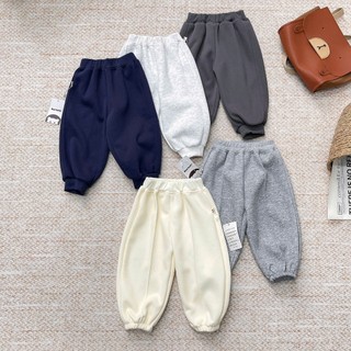 Quần Nỉ 2 Da Nỉ Nhung Trơn Dáng Bom Ấm Áp Phong Cách Hàn Cho Bé Trai Bé Gái Size 8-16kg
