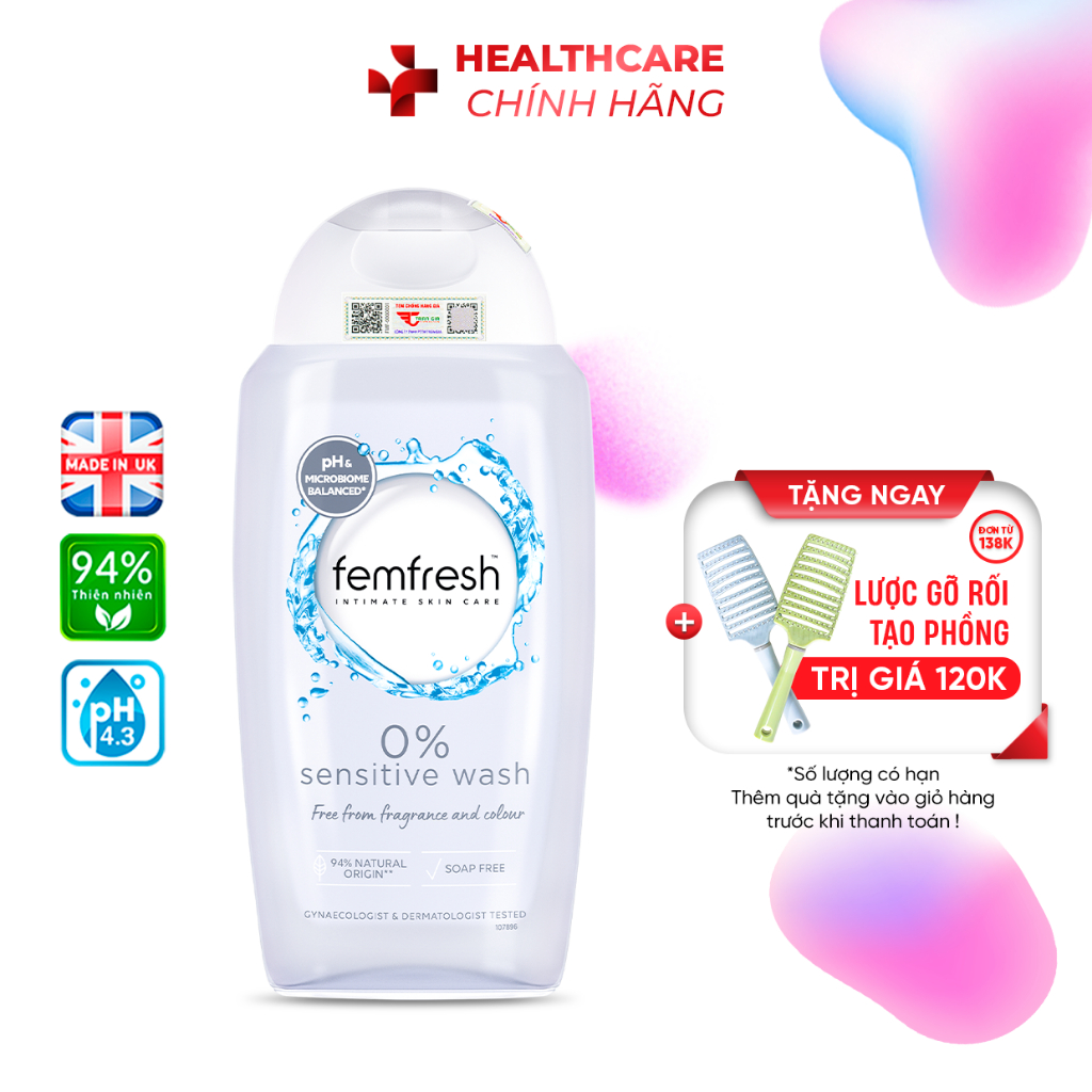 [Chính Hãng] Dung Dịch Vệ Sinh Phụ Nữ Femfresh 0% Sensitive Intimate Wash 250ml - DDVS Cho Da Nhạy C