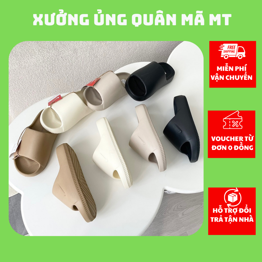 Dép bánh mì NK Calm Slide EVA siêu nhẹ đế 3cm bản KO BOX XẢ KHO, Dép mang trong nhà nam nữ chống