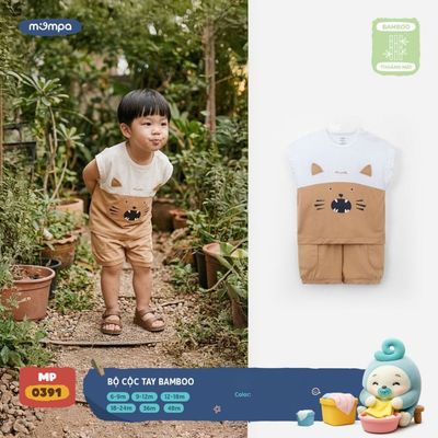 Đồ bộ cộc tay cho bé Mompa 6 tháng - 4 tuổi vải Sợi tre Bamboo mềm mại thoáng khí co giãn MP 0391