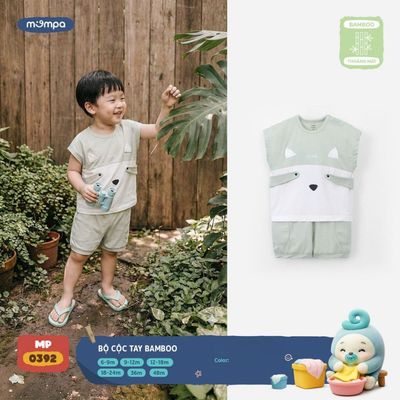 Đồ bộ cộc tay cho bé Mompa 6 tháng - 4 tuổi vải Sợi tre Bamboo mềm mại thoáng khí co giãn MP 0392