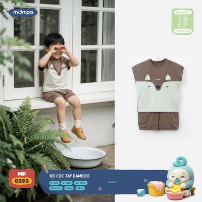 Đồ bộ cộc tay cho bé Mompa 6 tháng - 4 tuổi vải Sợi tre Bamboo mềm mại thoáng khí co giãn MP 0393