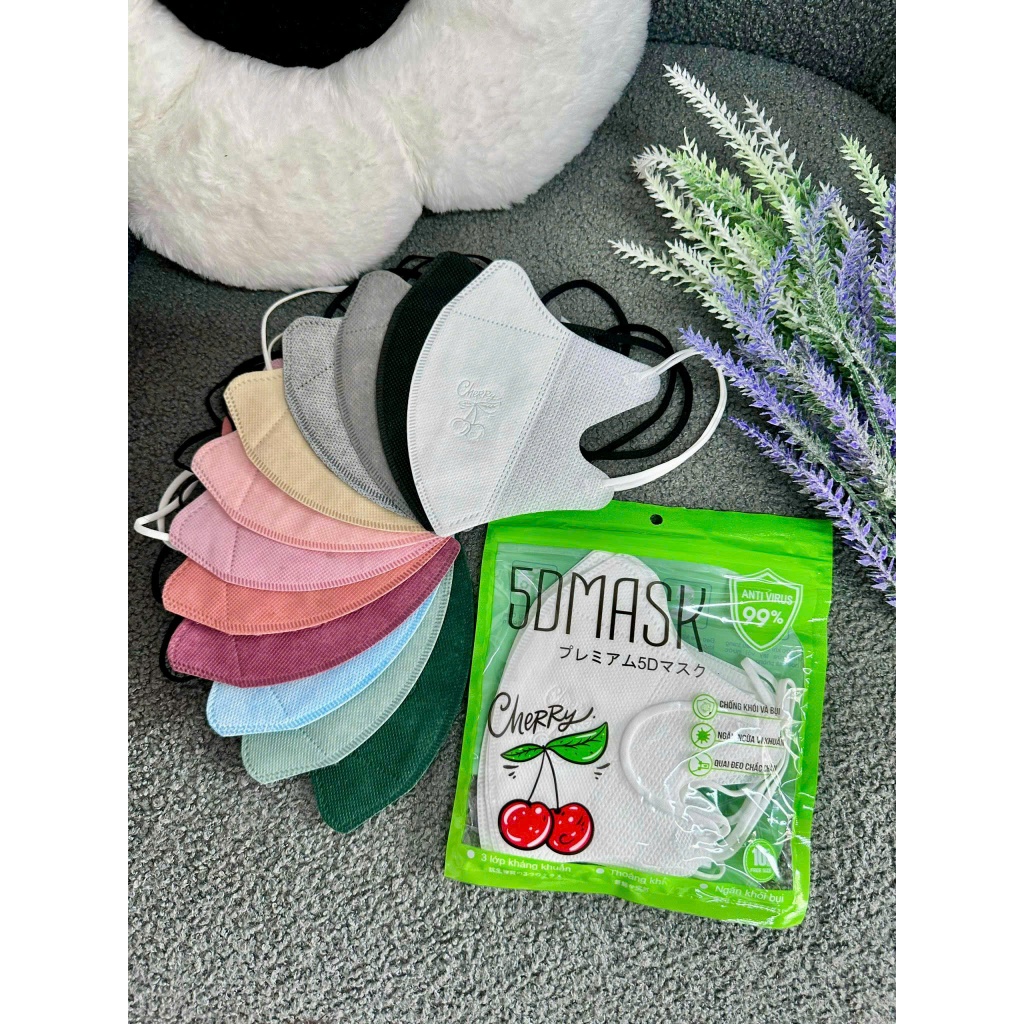 Khẩutrang 5D Cherry MASK Combo 600 chiếc tặng 20 cái