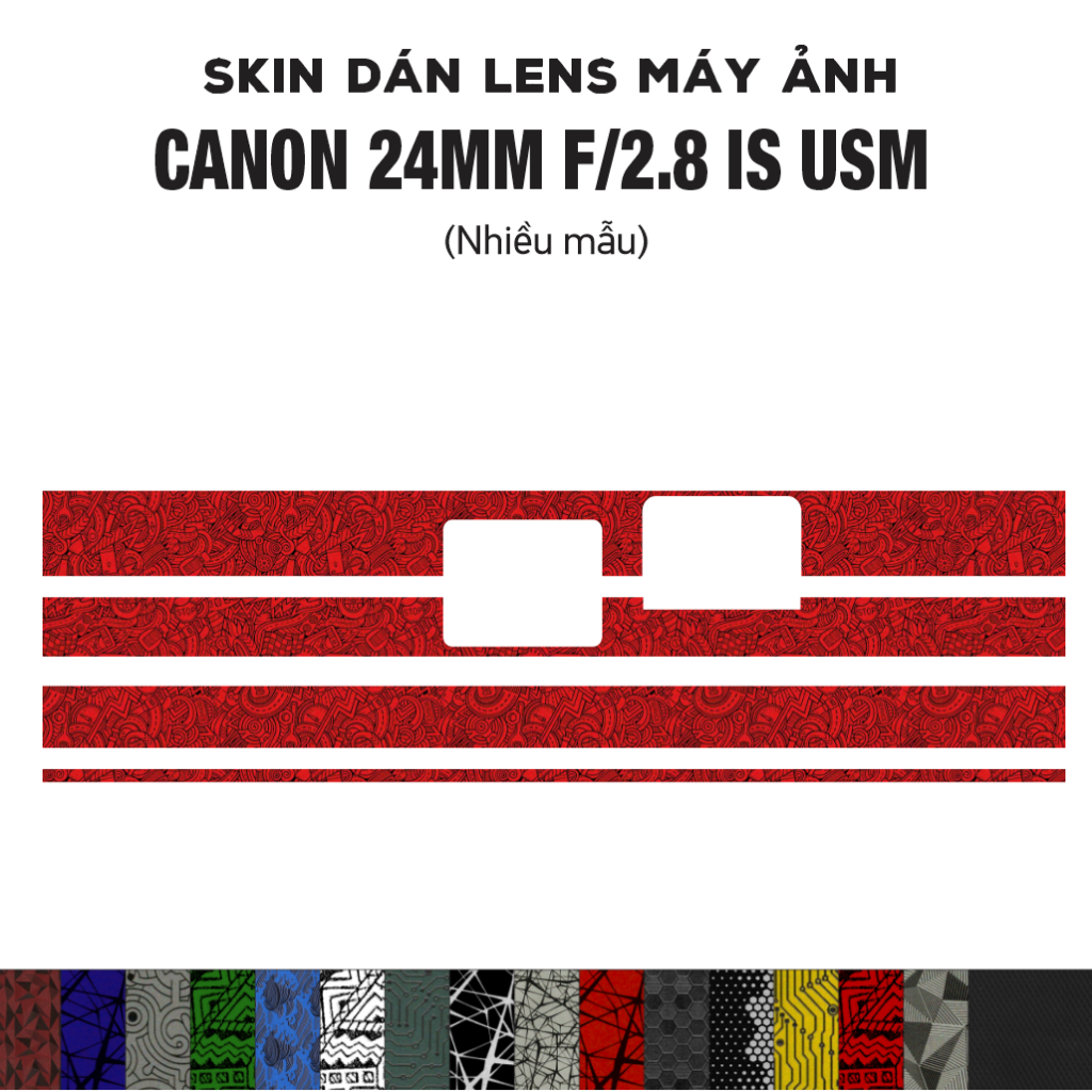 Skin dán Lens CANON 24MM F/2.8 IS USM | Miếng dán Film 3M vân nổi dán ống kính cao cấp